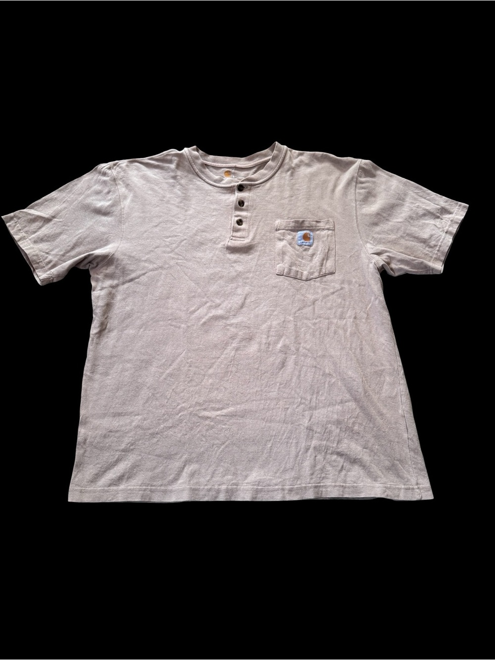 Vintage Carhartt Henley Pocket T Shirt Beige Tan Original Fit USA Workwear large